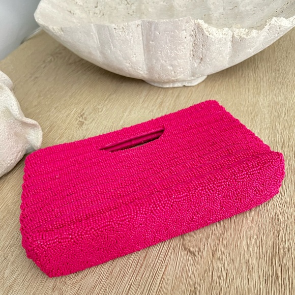 NWT Viral Antik Kraft Hot Pink Beaded Crossbody Clutch, Handcrafted in India - Picture 5 of 8